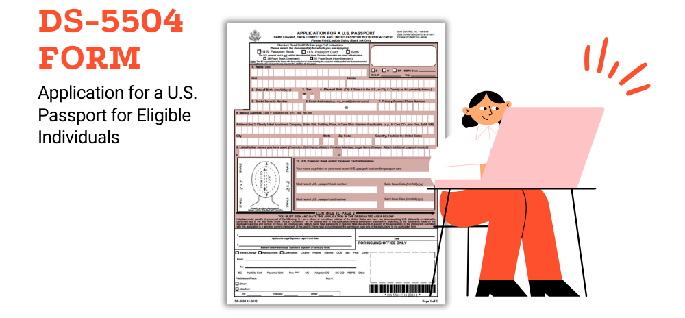 U.S. Passport Application DS-5504 for 2023 and the image of the woman