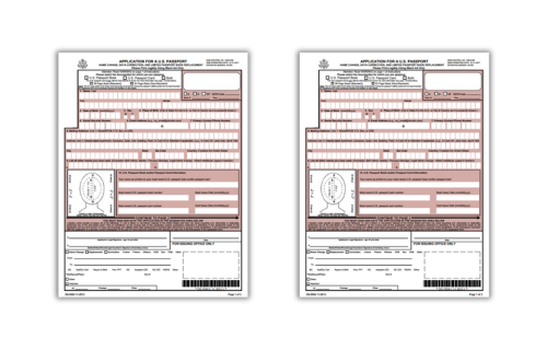 Blank Forms DS-5504 for U.S. passport renewal